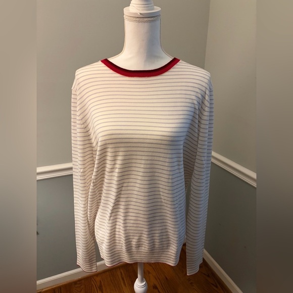 G/FORE Wool Crew Neck Striped Sweater - M - Neutral Stripe - Picture 5 of 8